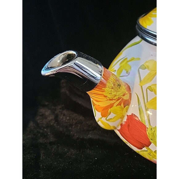Pioneer Woman 2.3 Qt Enameled Steel Flower Garden Tea Pot Kettle Floral - Picture 8 of 9